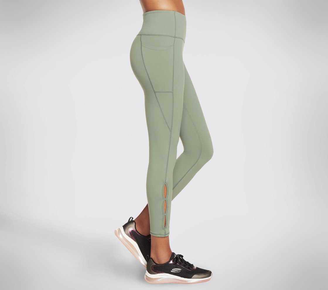 GOFLEX SLIT HW 7/8 LEGGING, LIGHT GREEN Apparel Lateral View