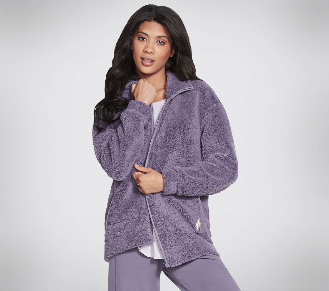 DOWNTIME JACKET, GREY/PURPLE Apparel Lateral View