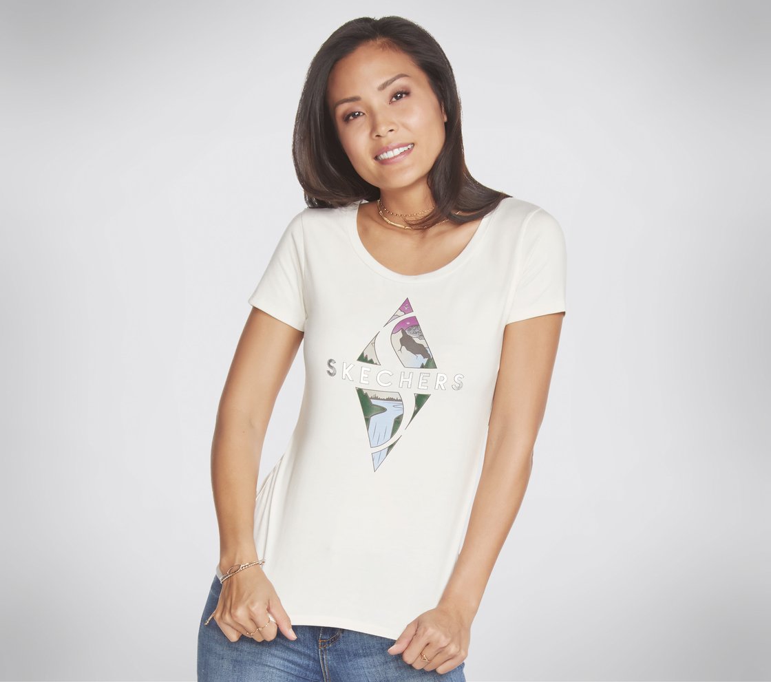 SKECHERS SCENE LOGO T-SHIRT, OFF WHITE