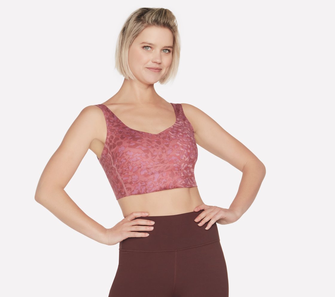 GOSCULPT LEOPARD LONGLINE BRA, MAUVE/PURPLE Apparel Lateral View