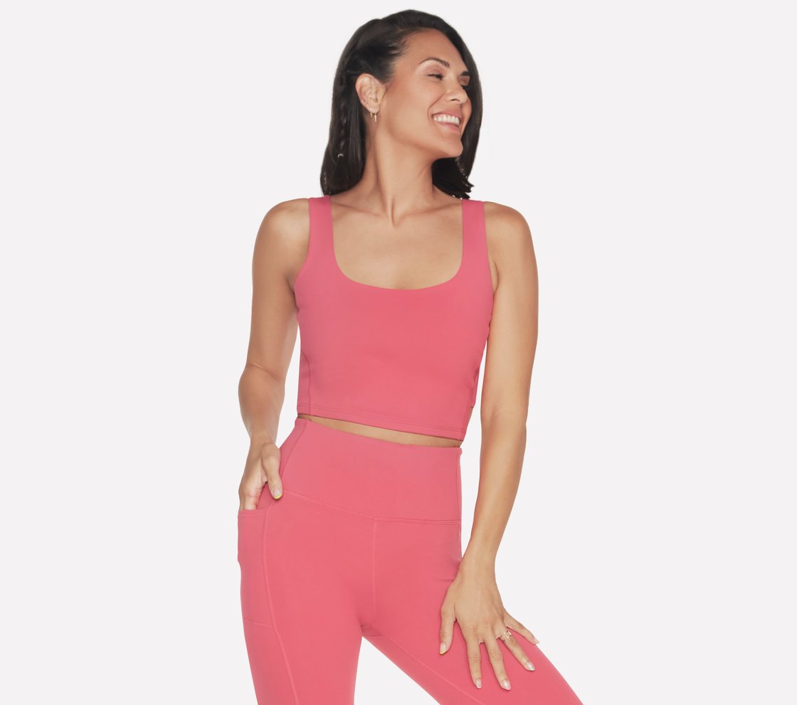 GOFLEX JOY LONGLINE BRA, RED/BLUE Apparel Lateral View