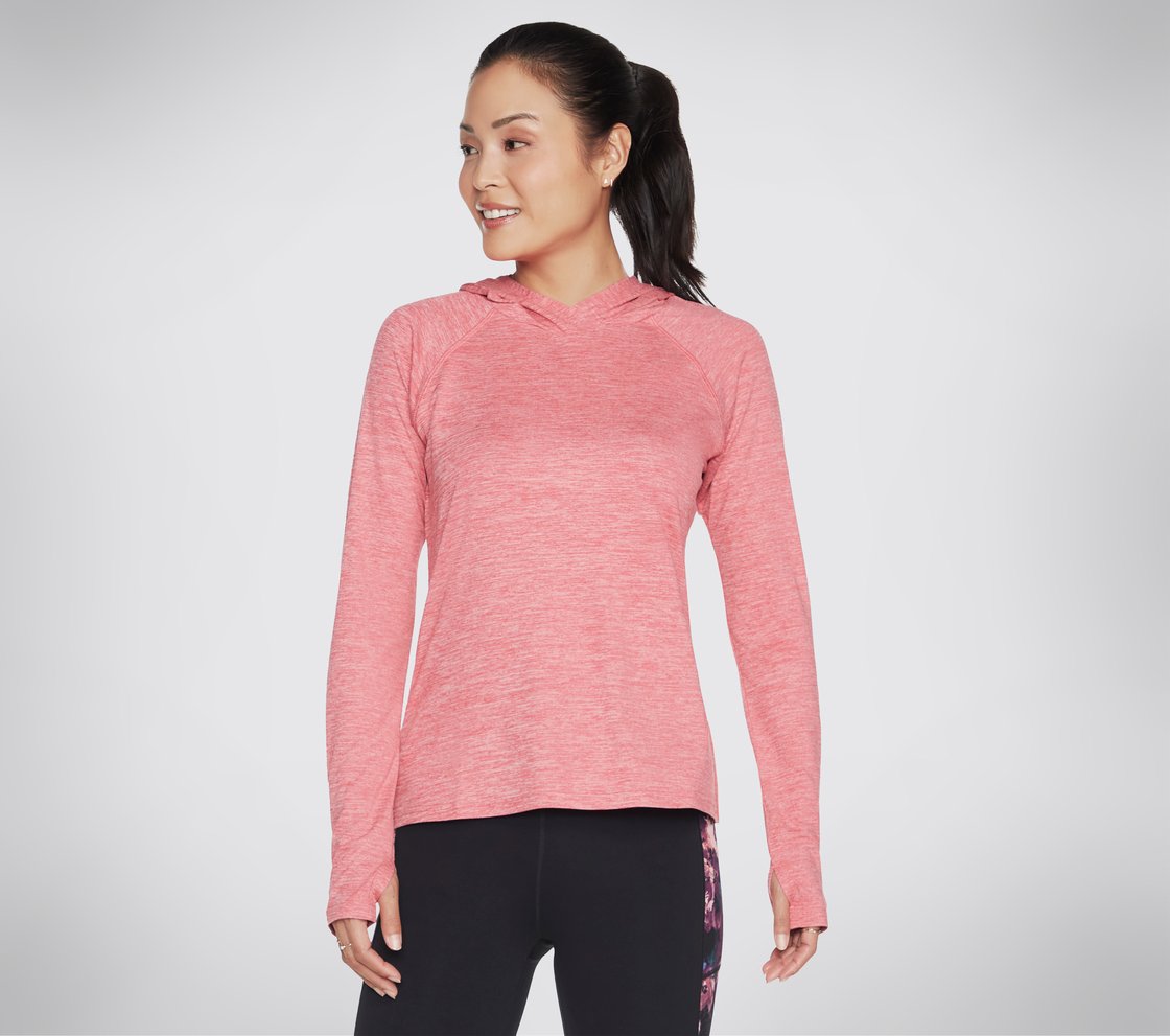 GODRI SWIFT HOODED LONGSLEEVE, RED/PINK Apparel Lateral View