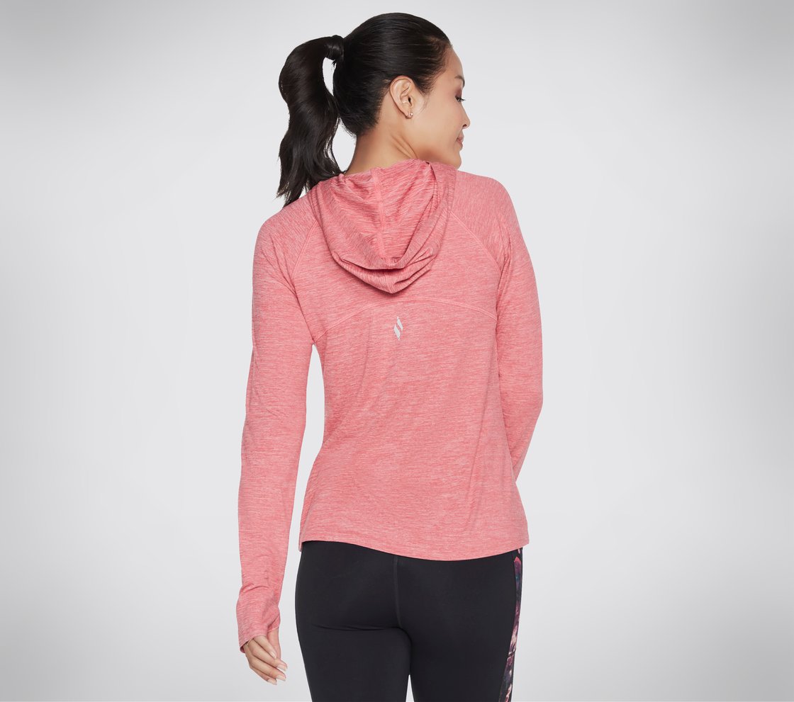 GODRI SWIFT HOODED LONGSLEEVE, RED/PINK Apparel Top View