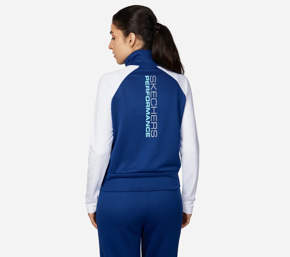SKECHTECH TRACK JACKET, BLUE/WHITE Apparel Bottom View