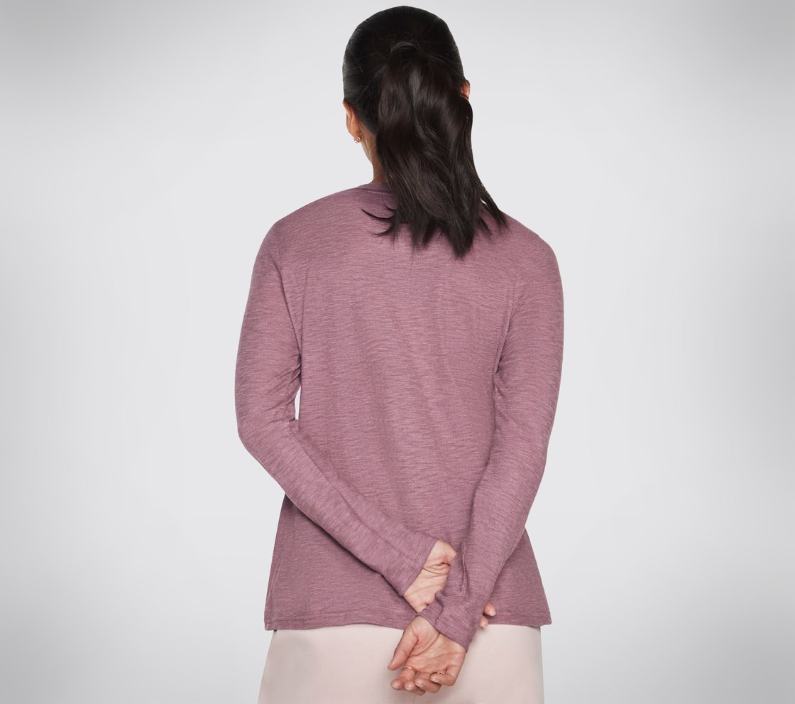 SKECHERS DIAMOND SCRIPT LONG, DARK MAUVE Apparel Top View