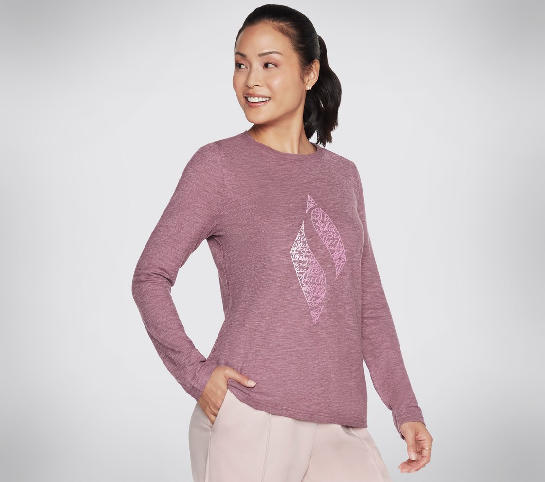 SKECHERS DIAMOND SCRIPT LONG, DARK MAUVE Apparel Bottom View