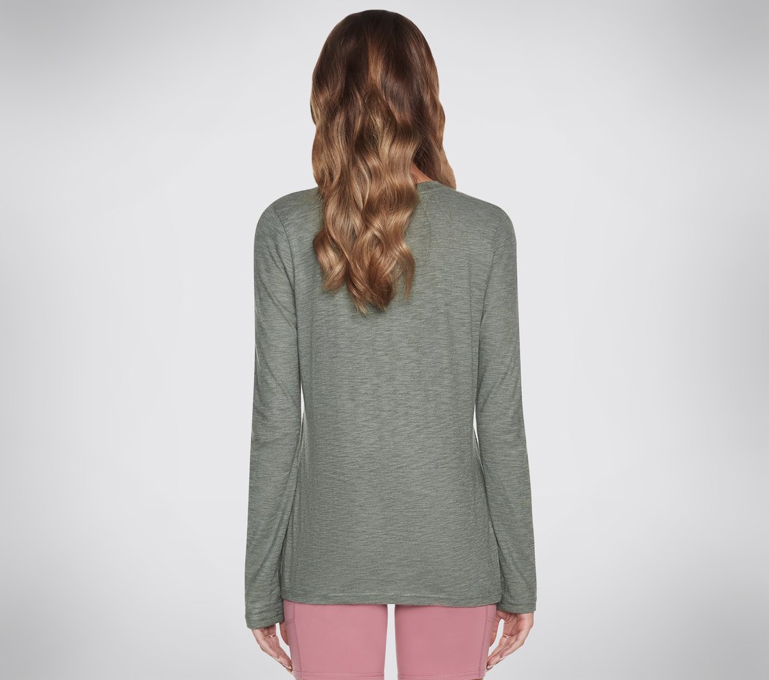 SKECHERS DIAMOND SCRIPT LONG, LIGHT GREEN Apparel Top View