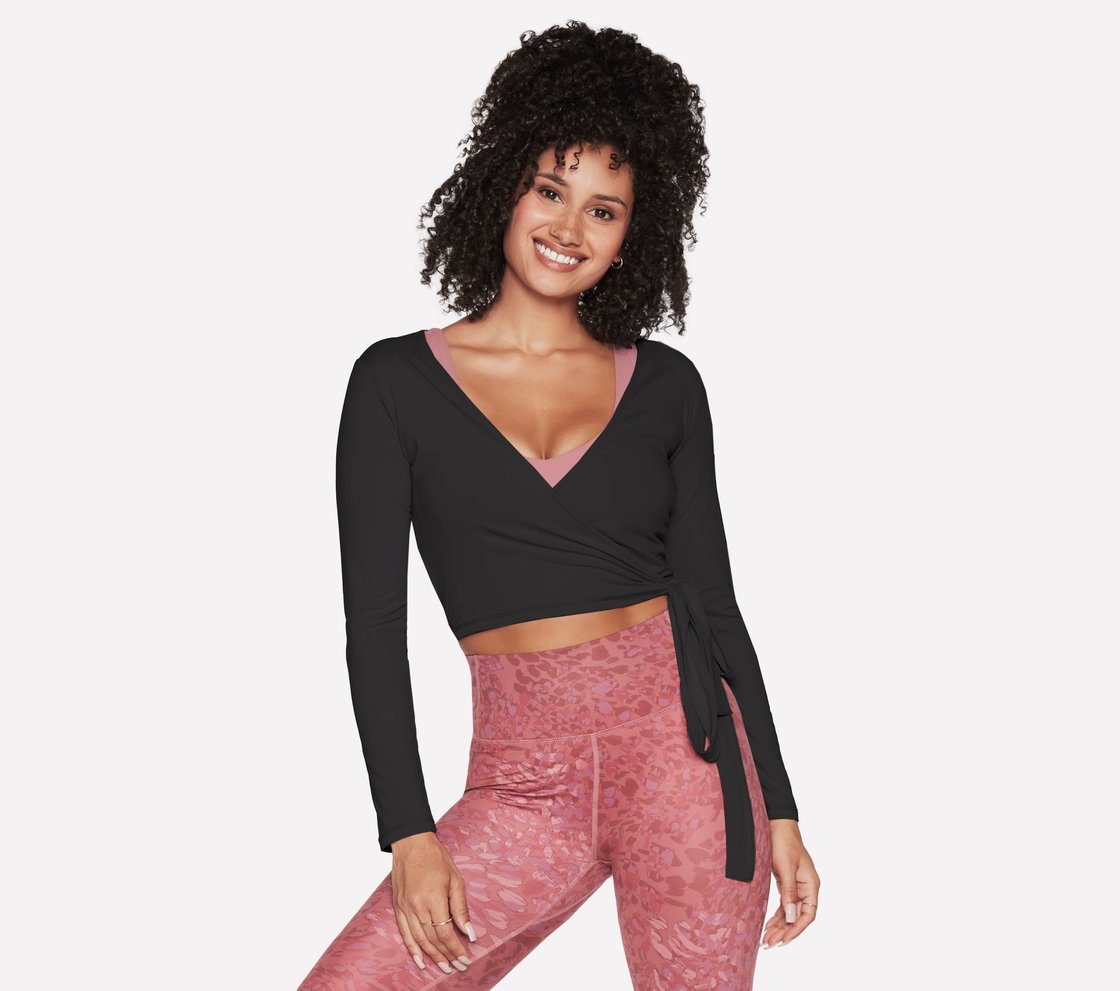 GODRI SERENE WRAP TOP, BBBBLACK Apparel Lateral View