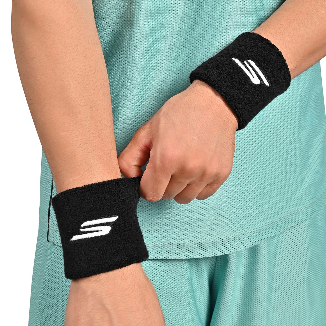 2 PK FULL TERRY WRIST BAND, BLACK Accessories Right View
