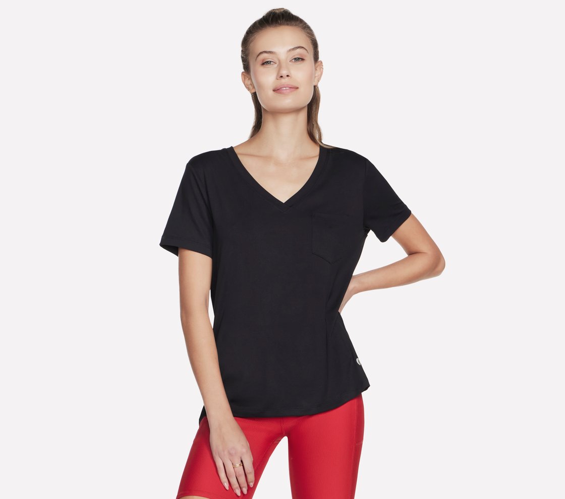 GODRI SERENE V-NECK T-SHIRT, BBBBLACK Apparel Lateral View