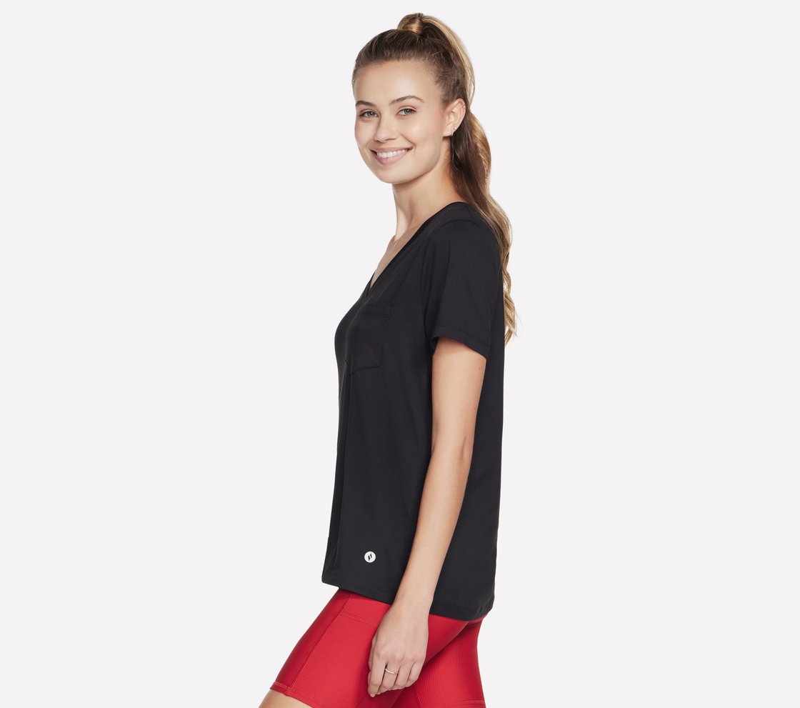 GODRI SERENE V-NECK T-SHIRT, BBBBLACK Apparel Bottom View