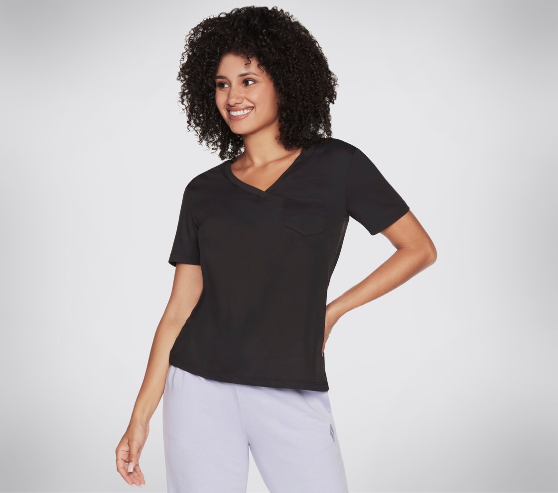 GODRI SERENE V-NECK T-SHIRT, BBBBLACK