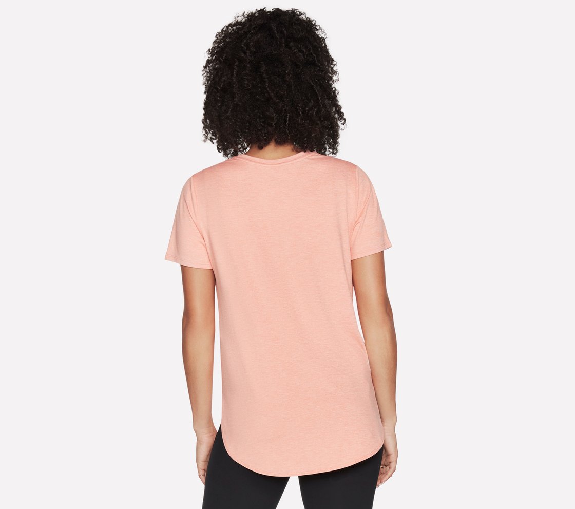 GODRI SWIFT TUNIC T-SHIRT, CORAL/LIME Apparel Top View