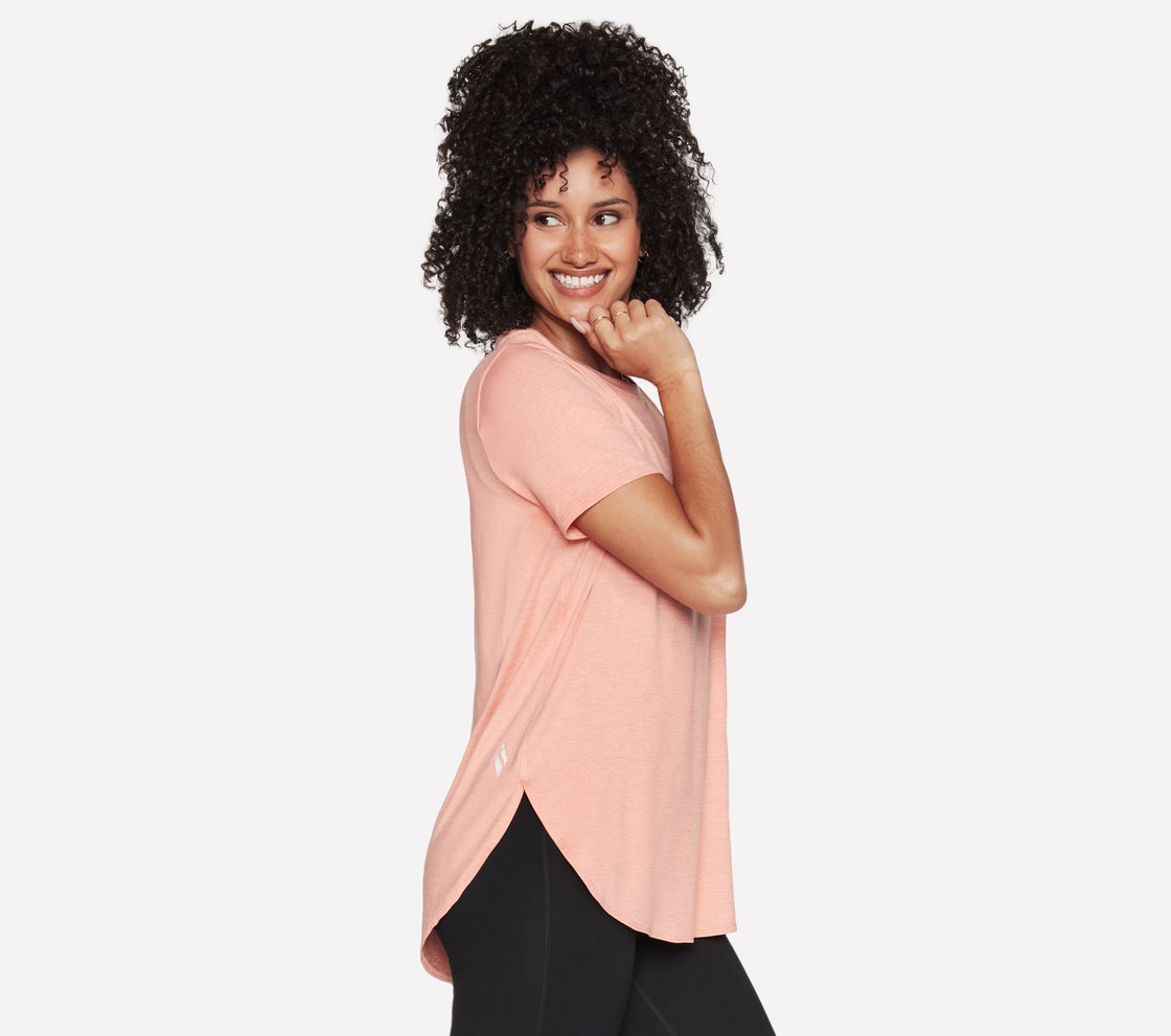 GODRI SWIFT TUNIC T-SHIRT, CORAL/LIME Apparel Bottom View