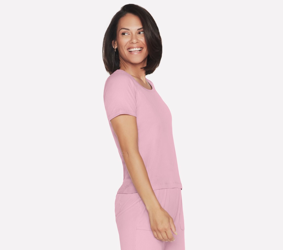 GODRI RESTORATIVE RIB T-SHIRT, PINK/GREY Apparel Bottom View