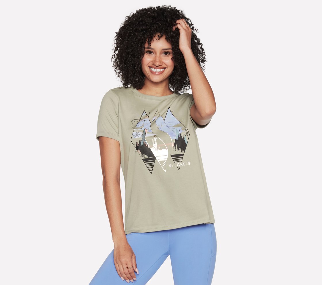 MOUNTAINSCAPE T-SHIRT, GREEN/WHITE Apparel Lateral View