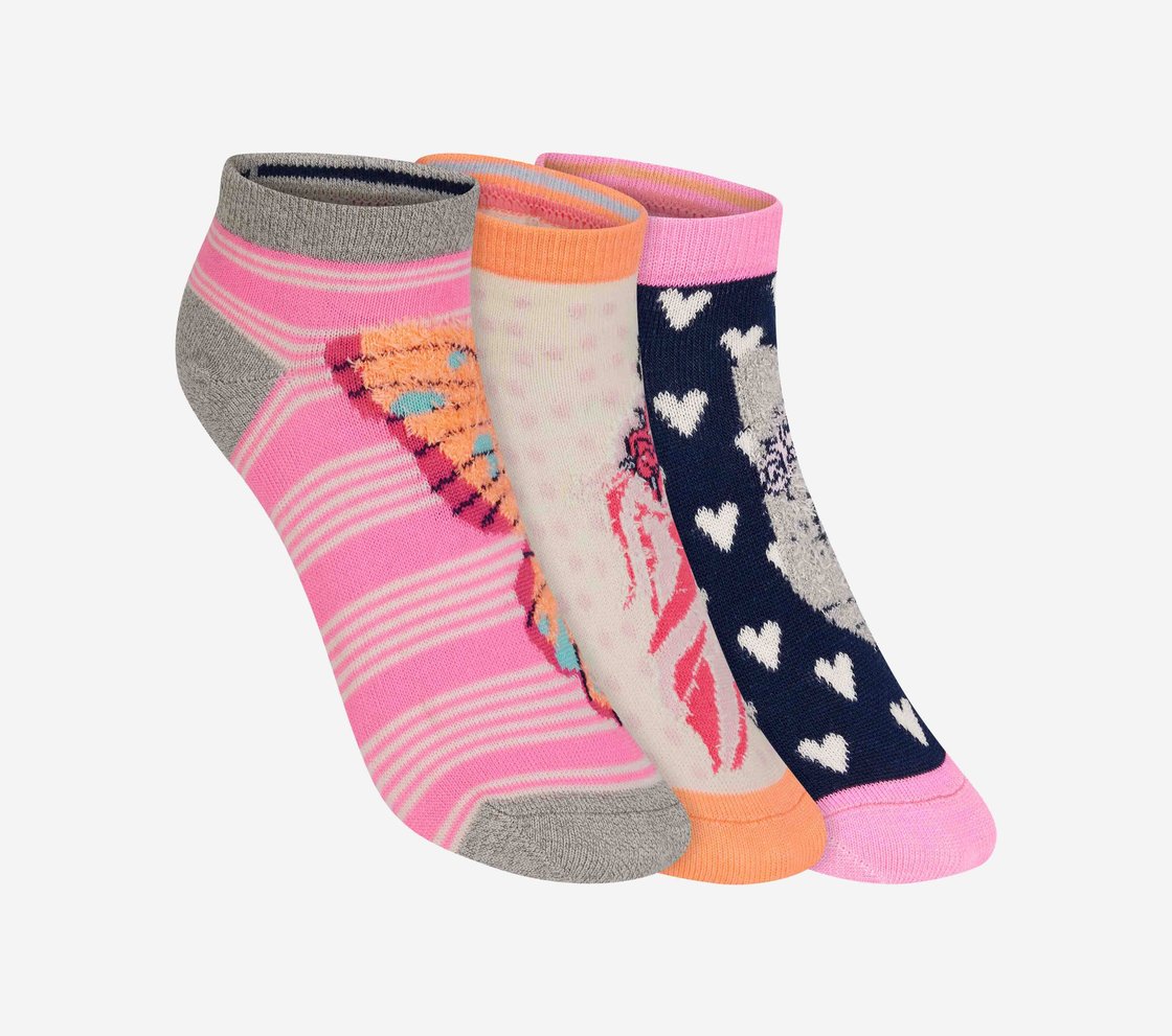 3PK GIRLS NON TERRY FEATHER LOW CUT, MMULTI