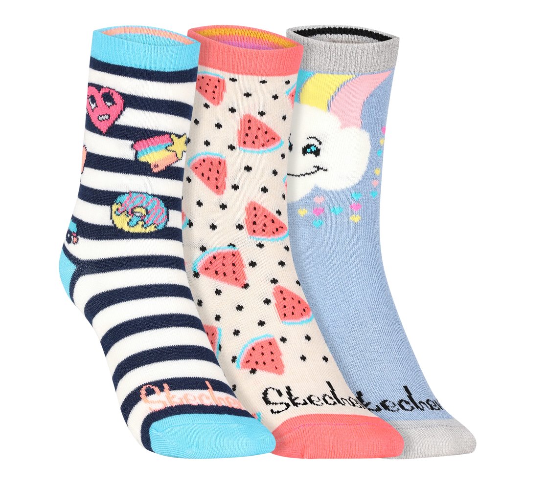 3 Pack of GIRLS NON TERRY CREW- FLA, MMULTI