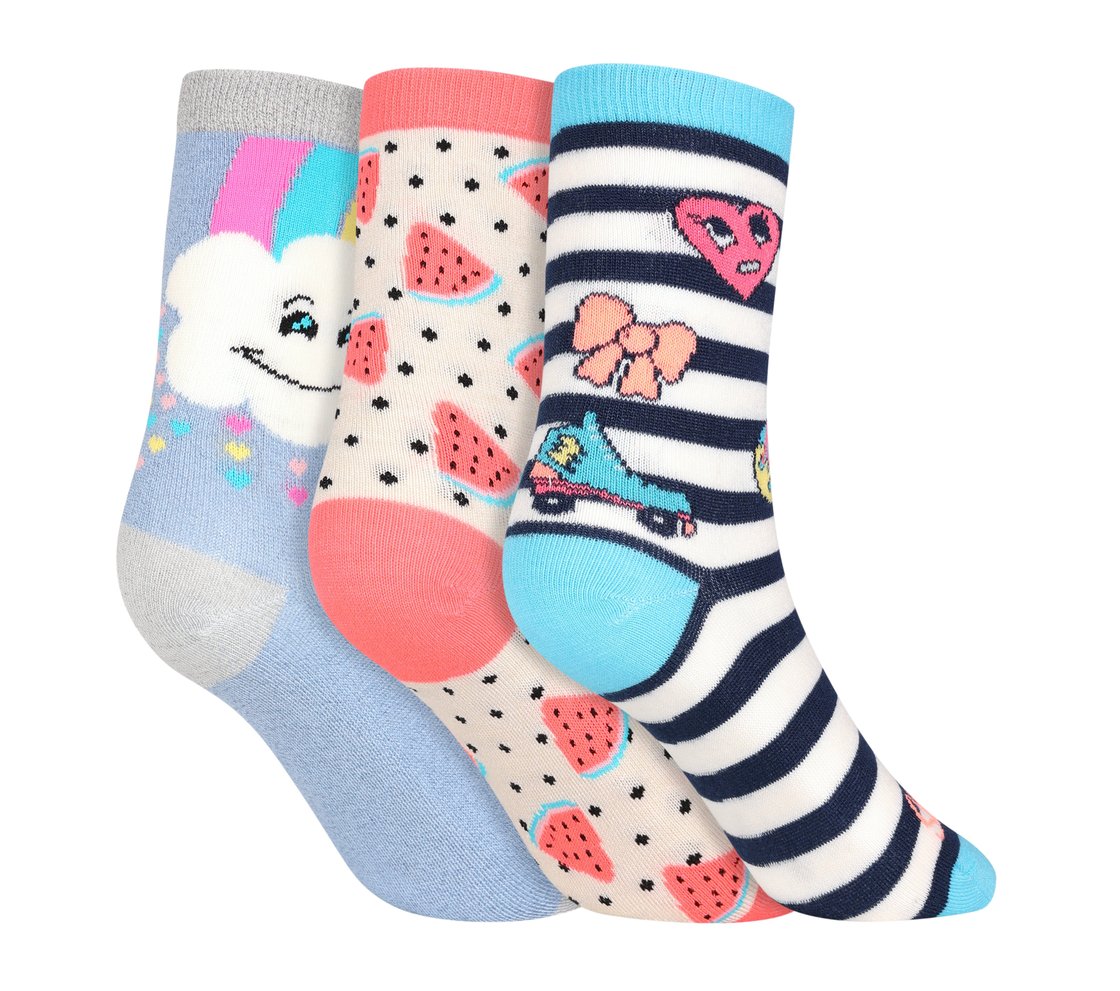 3 Pack of GIRLS NON TERRY CREW- FLA, MMULTI