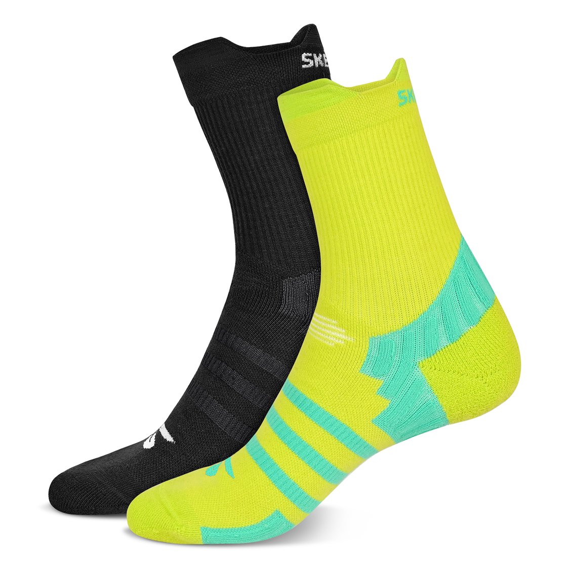 PACK OF TWO COURT SOCK, BLACK/LIME Accessories Top View
