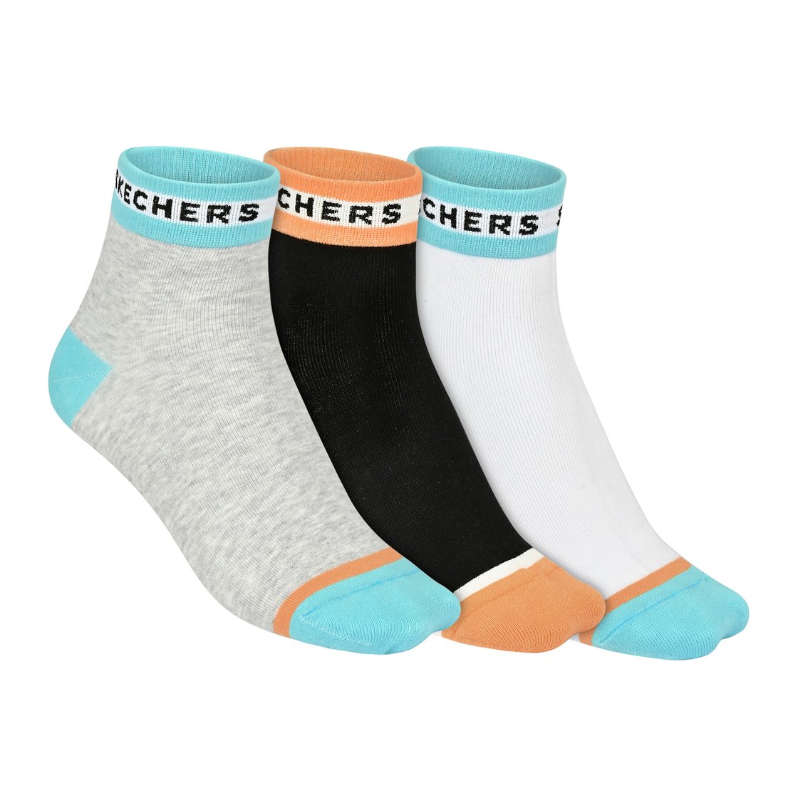 3PK WOMENS CONTRAST NON TERRY, BLK/BLU/ORANGE Accessories Lateral View