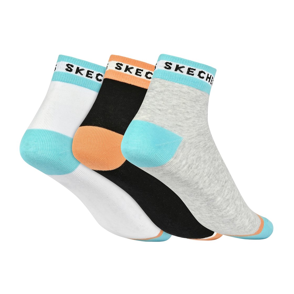 3PK WOMENS CONTRAST NON TERRY, BLK/BLU/ORANGE Accessories Top View