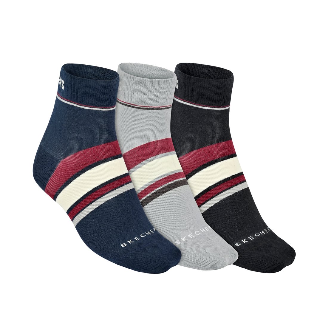 3PK MENS STRIPPED NON TERRY A, BLACK/NAVY Accessories Lateral View