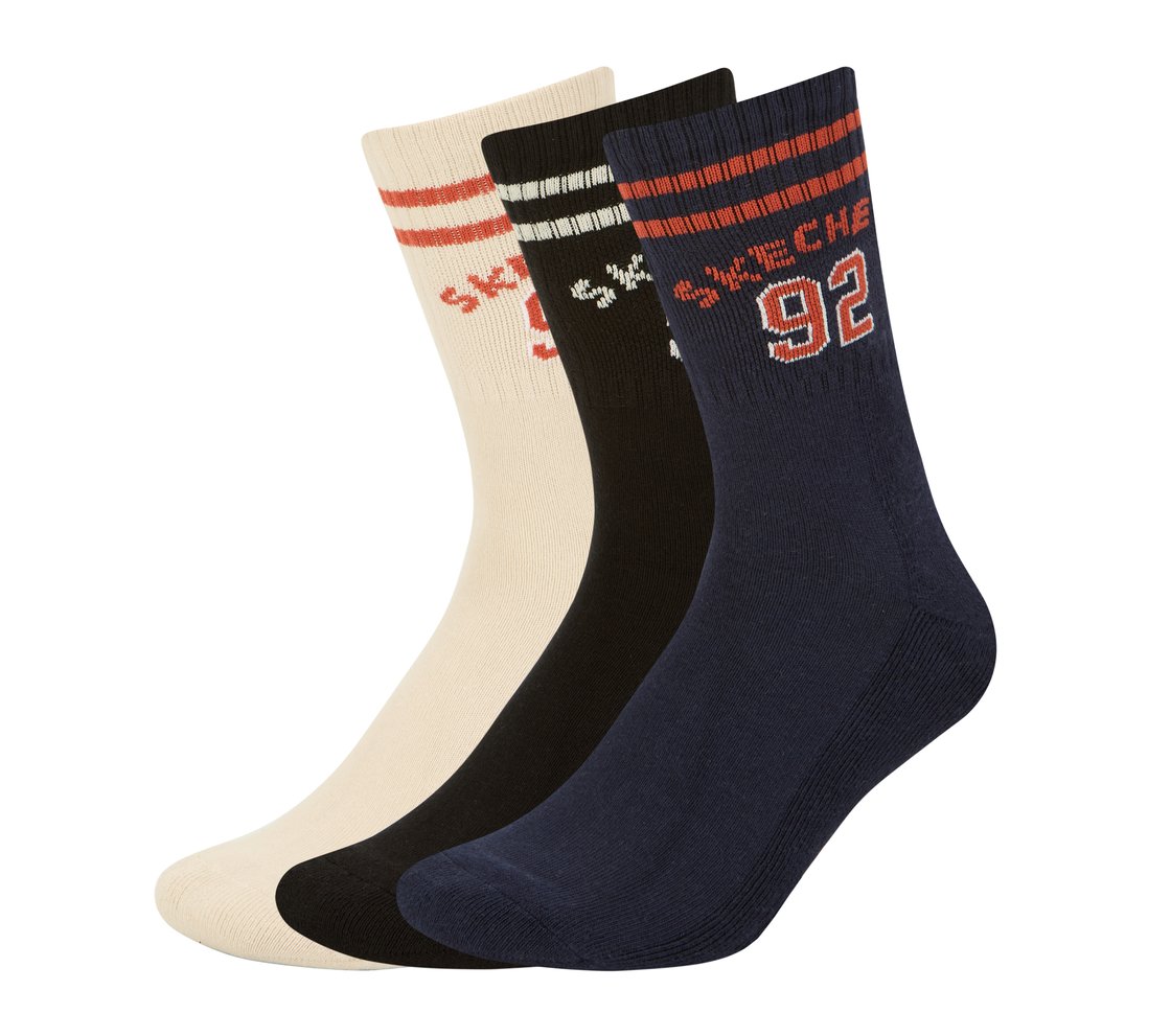 3PK MENS 92 HALF TERRY CREW, NATURAL/NAVY Accessories Lateral View