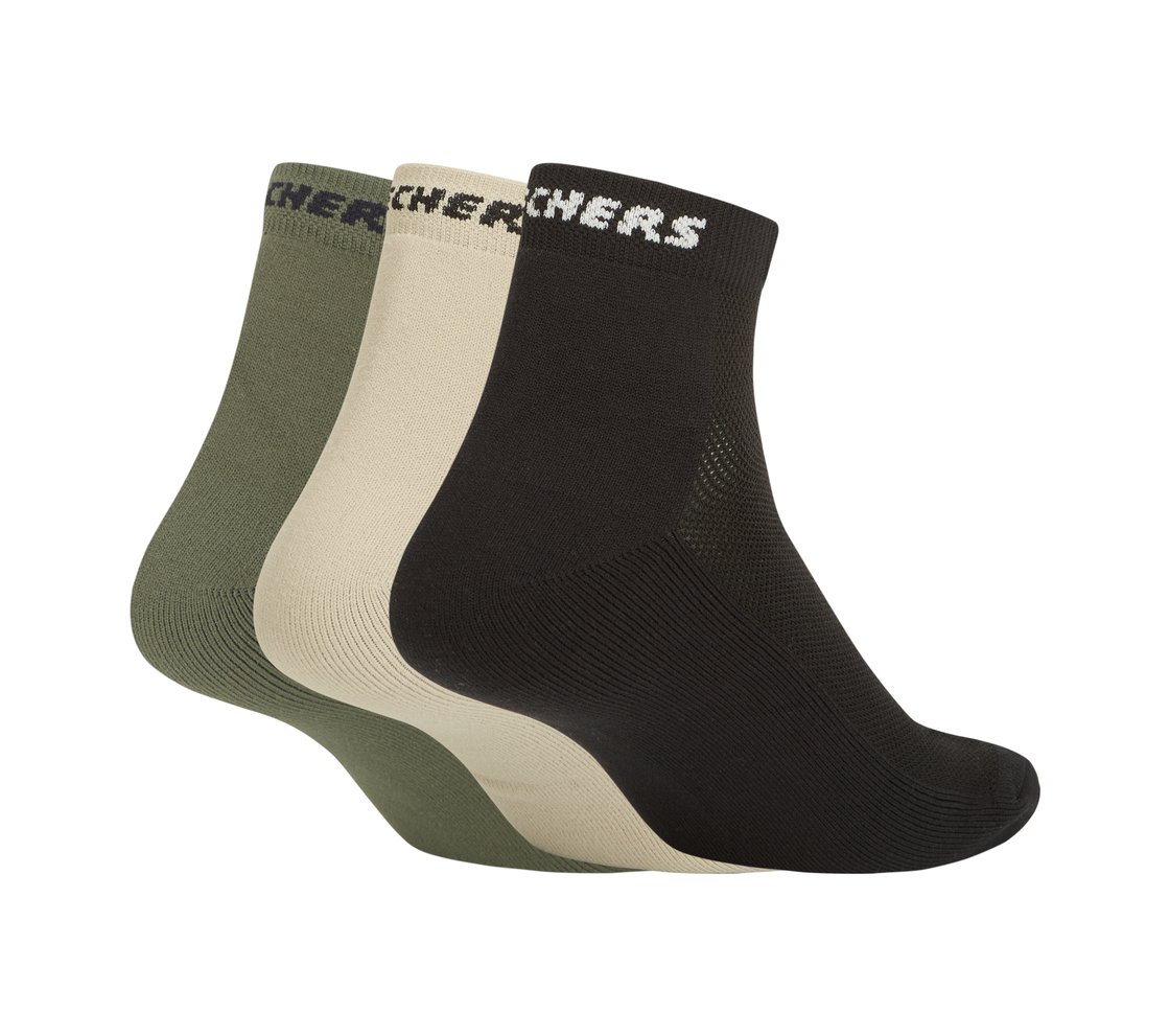 3PK MENS JACQUARD HALF TERRY ANKLE, BLACK/OLIVE Accessories Top View