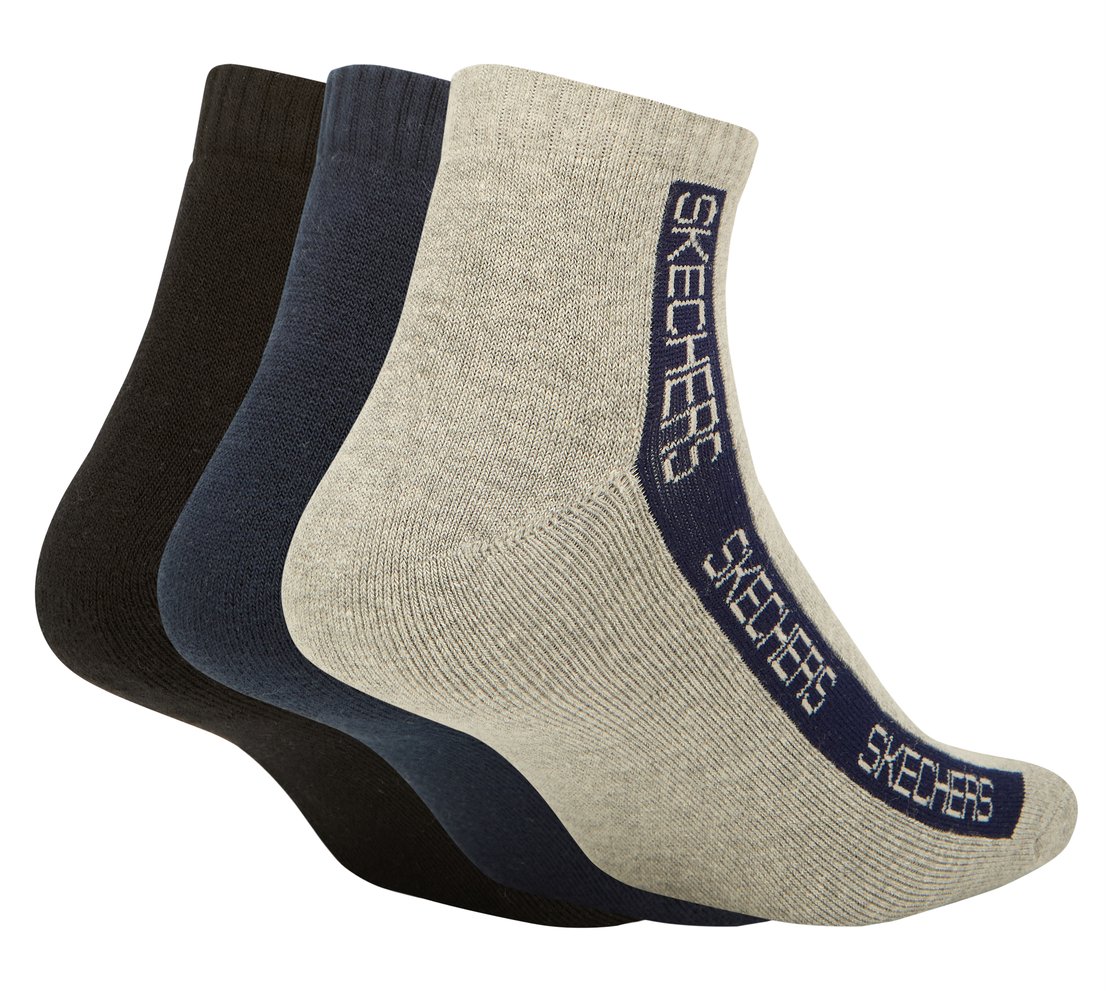 3PK MENS CONTRAST HALF TERRY ANKLE, BLACK/CHARCOAL/BLUE