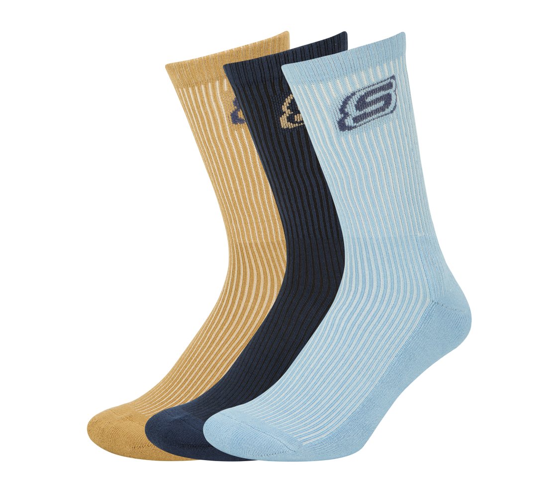 3PK MENS SOLID HALF TERRY CREW, BROWN/BLUE Accessories Lateral View