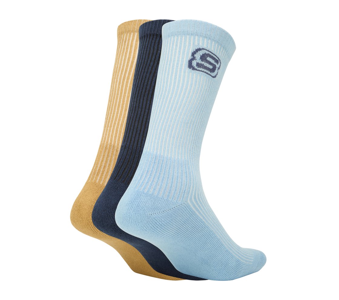 3PK MENS SOLID HALF TERRY CREW, BROWN/BLUE