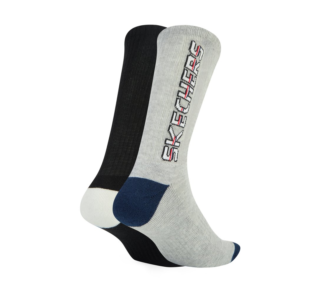 2PK MENS SKECHERS HALF TERRY CEW, BLACK/GRAY Accessories Top View