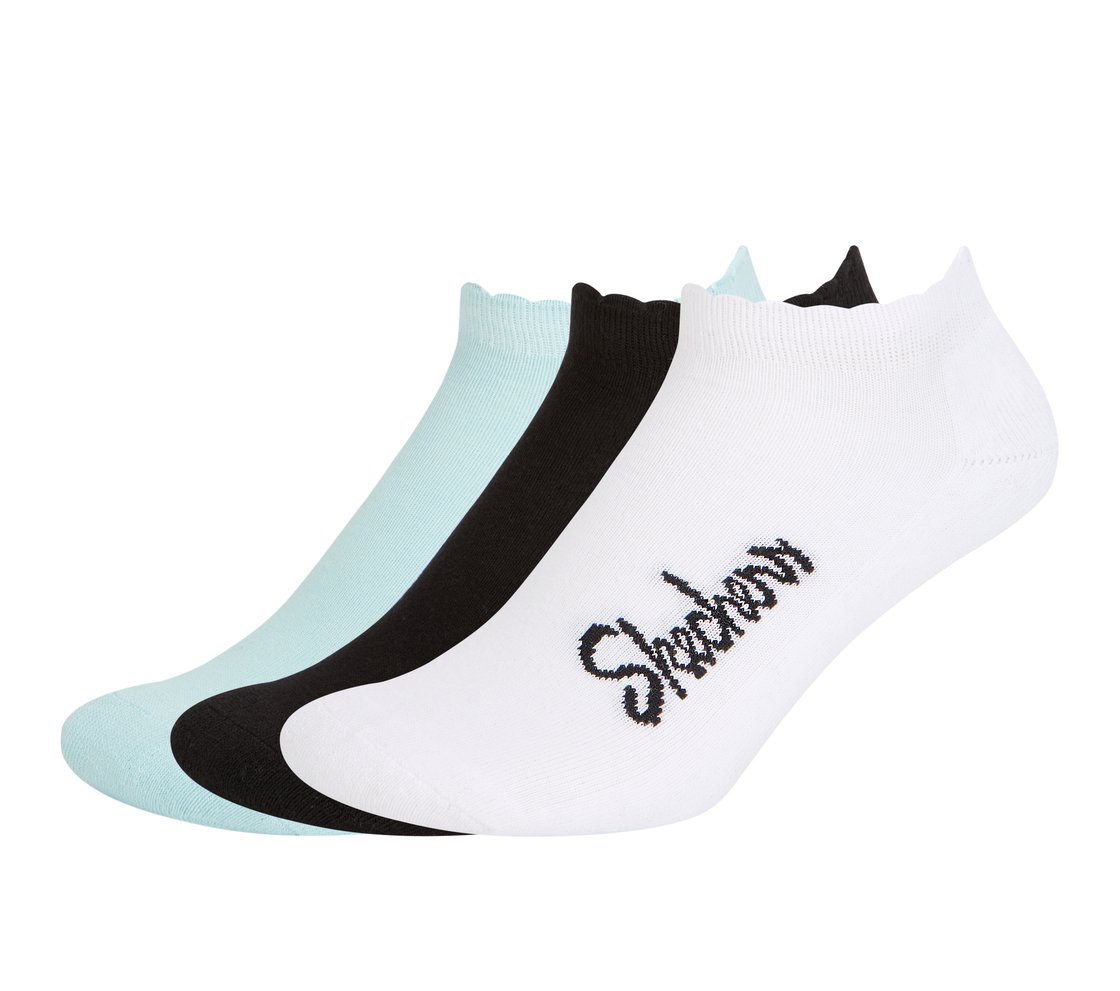3PK WOMENS SOLID HALF TERRY LOWCUT, WHITE/BLACK/BLUE Accessories Lateral View