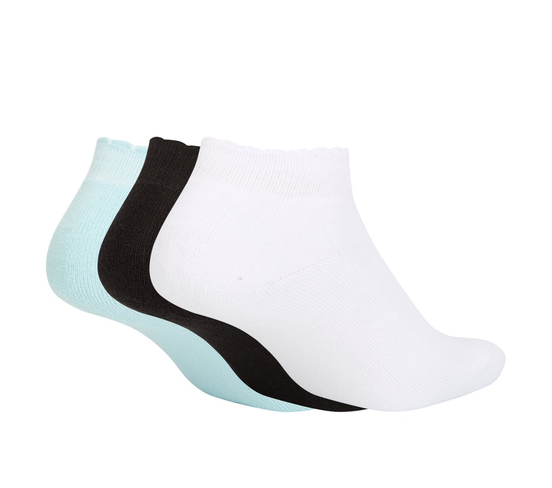3PK WOMENS SOLID HALF TERRY LOWCUT, WHITE/BLACK/BLUE Accessories Top View