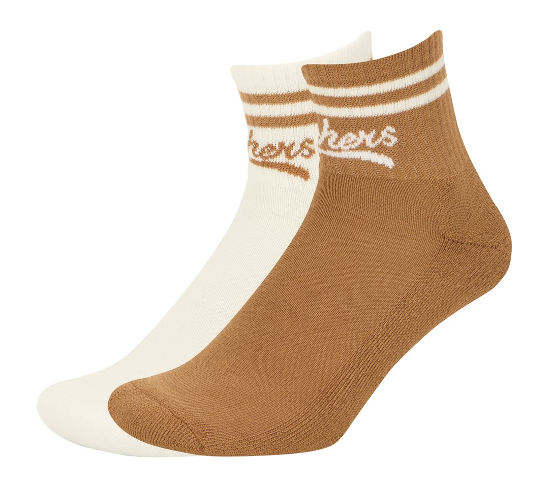2PK WOMENS SOLID HALF TERRY ANKLE, BROWN/WHITE Accessories Lateral View