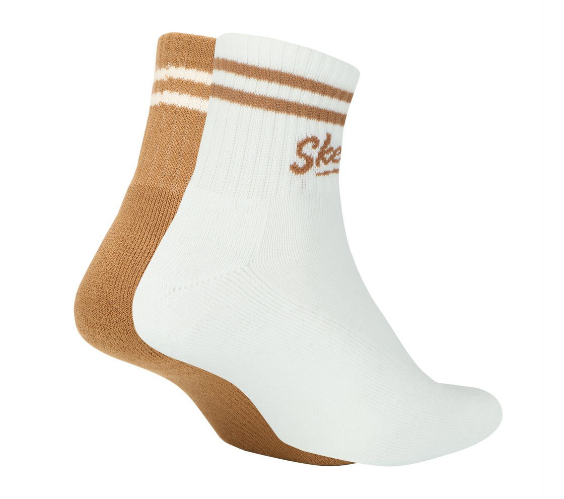 2PK WOMENS SOLID HALF TERRY ANKLE, BROWN/WHITE