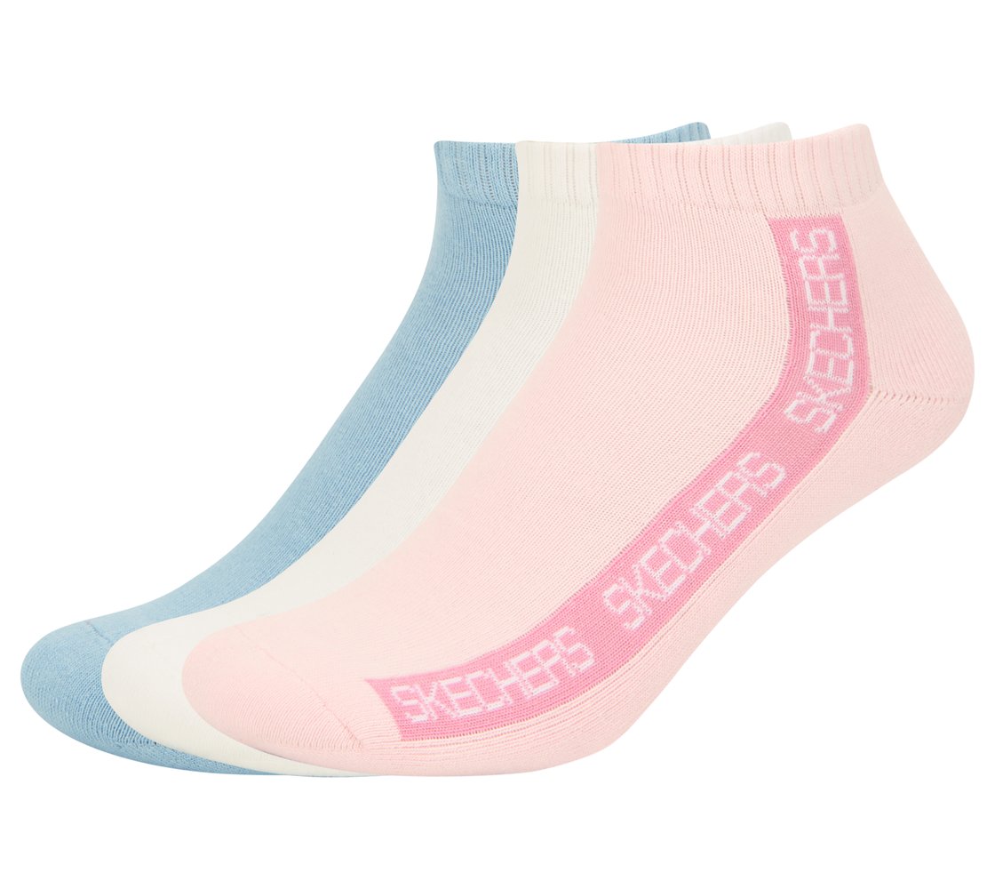 3PK WOMENS CONTRAST HALF TERRY ANKLE, WHT/PNK/BLUE