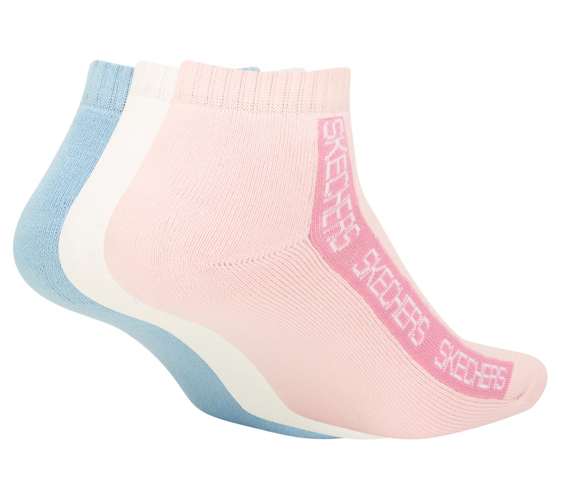 3PK WOMENS CONTRAST HALF TERRY ANKLE, WHT/PNK/BLUE