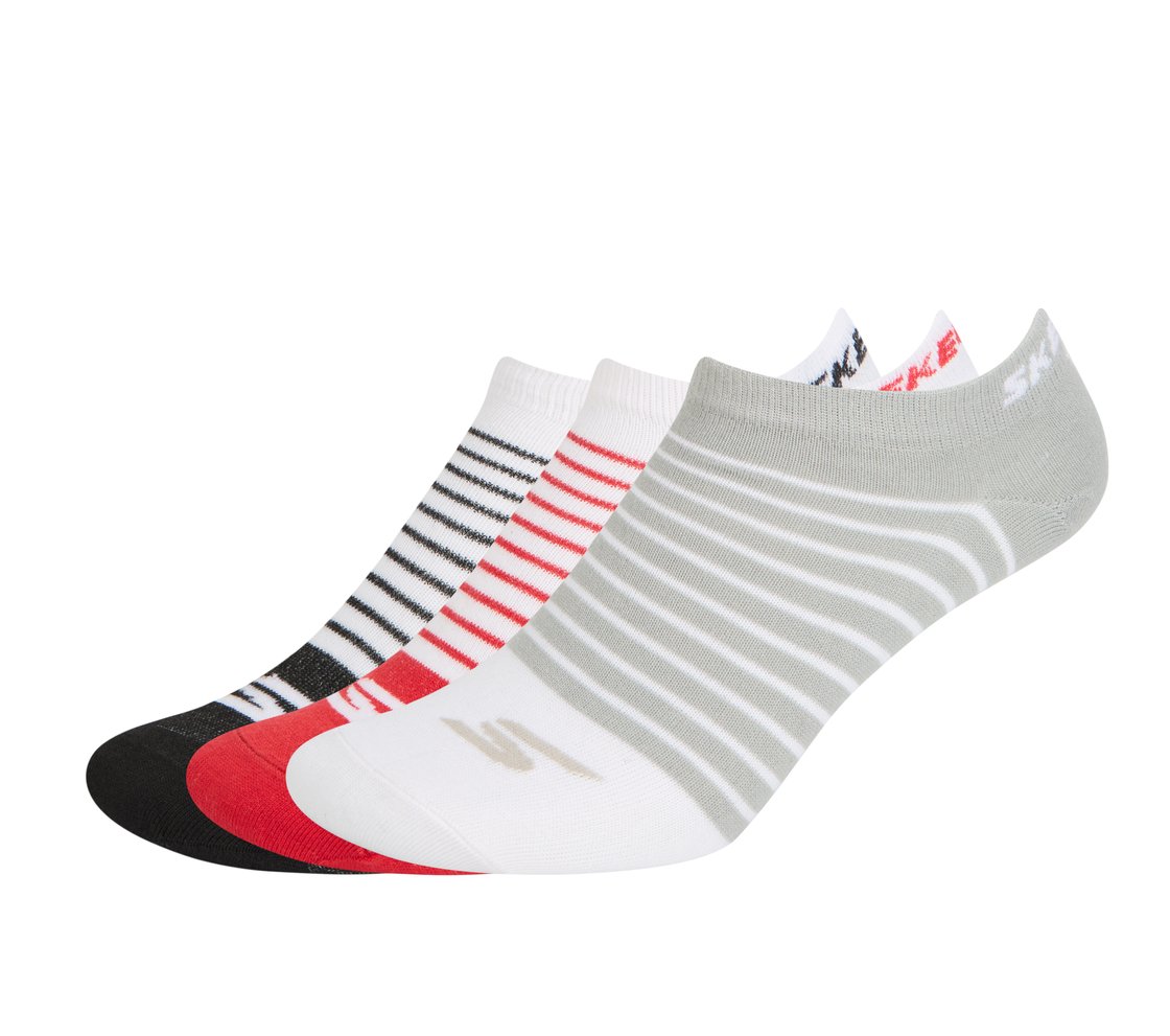 3PK WOMENS STRIPPED NON TERRY LOWCUT , BLACK/WHITE/RED