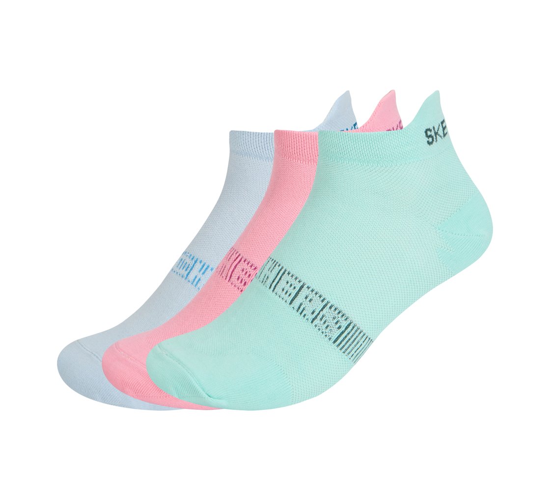 3PK WOMENS STRUCTURED NON TERRY ANKLE, AQUA/PINK Accessories Lateral View