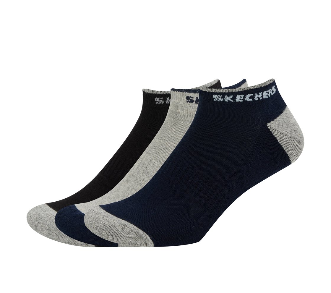 3PK MENS HALF TERRY LOW CUT, BLACK/GUNMETAL/BLUE