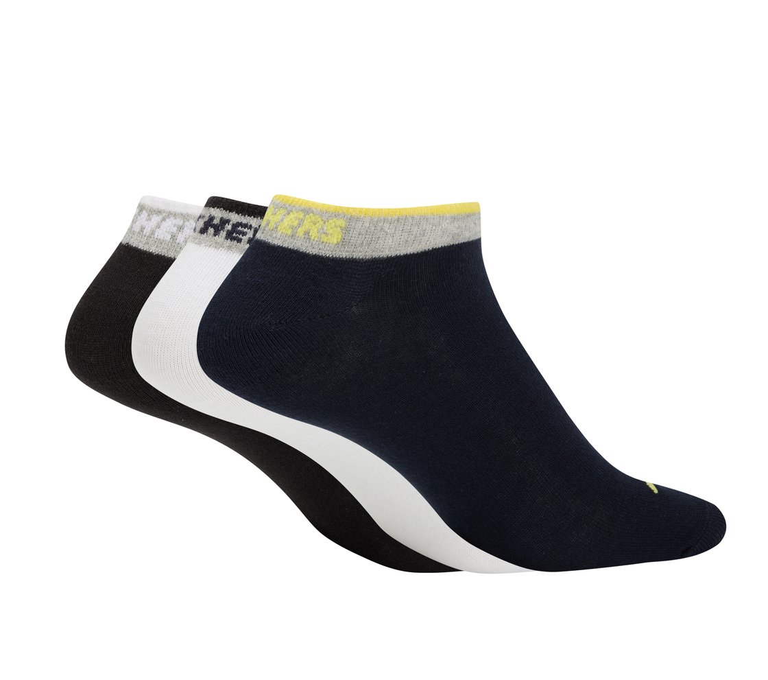 3PK MENS NON TERRY LOW CUT, WHITE/BLACK/BLUE Accessories Top View