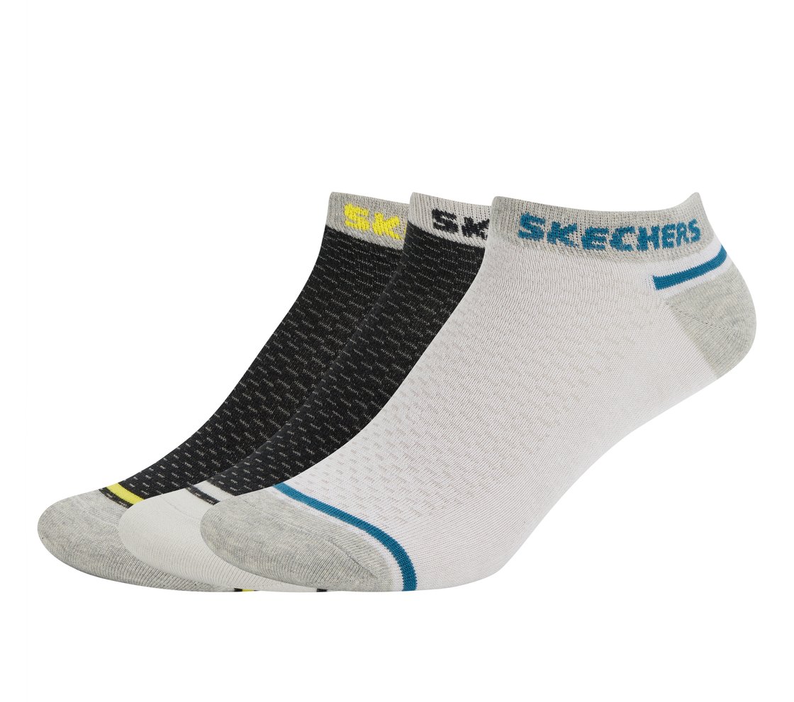 3PK MENS NON TERRY LOW CUT, BLACK/WHITE Accessories Lateral View