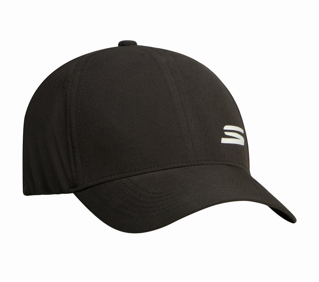 ELASTICATED PERFORMANCE BASEBALL HAT , BLACK Accessories Top View