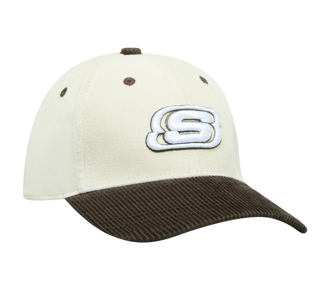 CORDUROY BASEBALL HAT , NATURAL/OLIVE Accessories Top View
