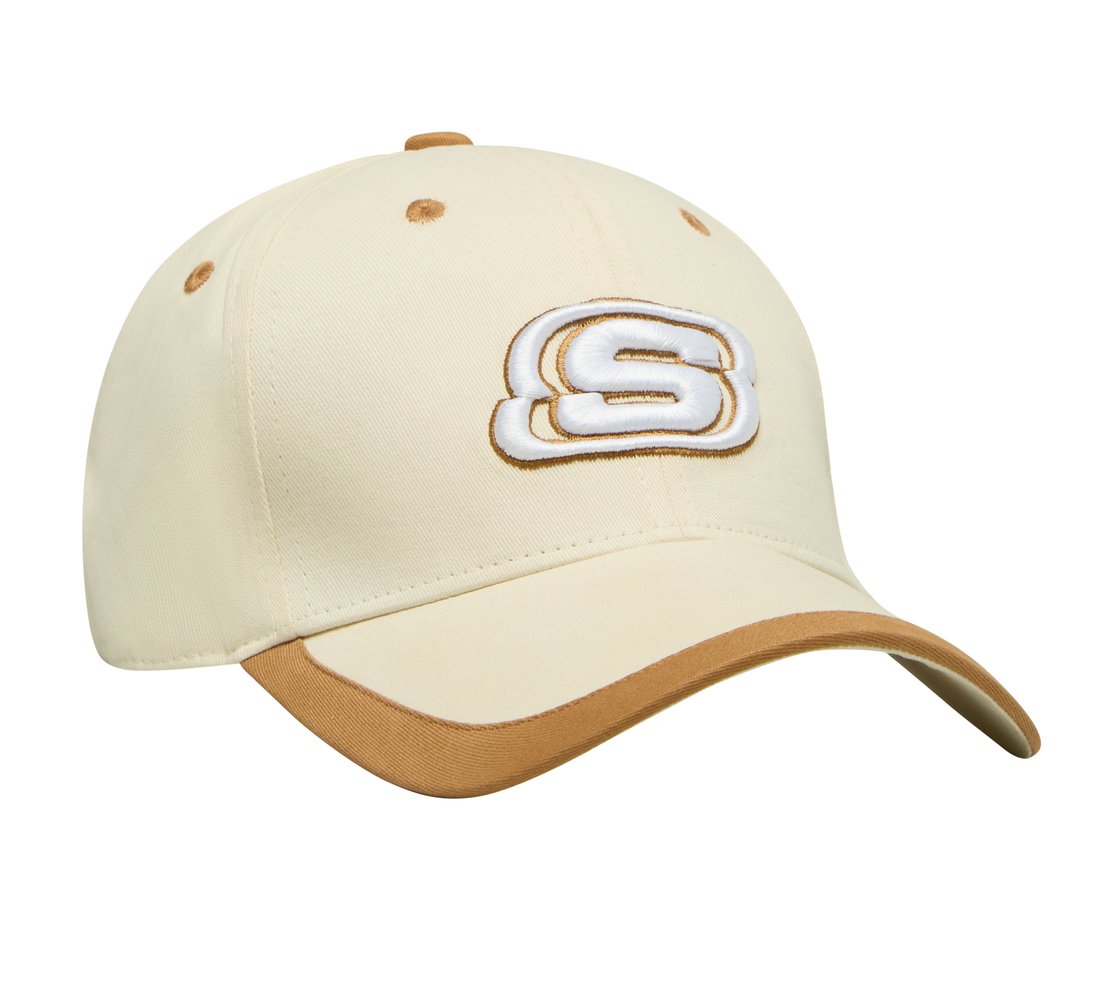 PEACHED BASEBALL HAT , OFF WHITE/BROWN