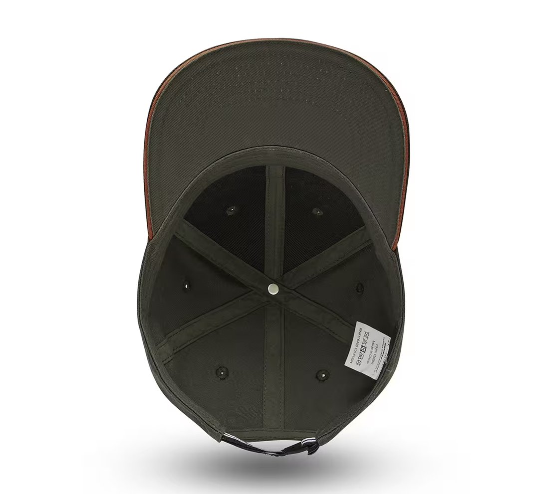 ALPHA BASEBALL HAT, BROWN/OLIVE Accessories Bottom View