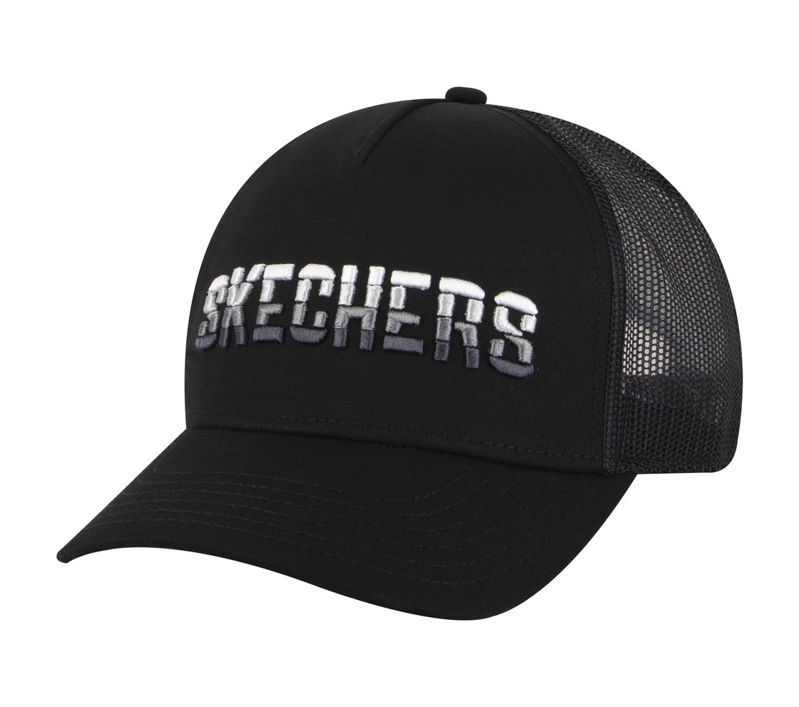 TEXTURED LOGO TRUCKER HAT, BLACK
