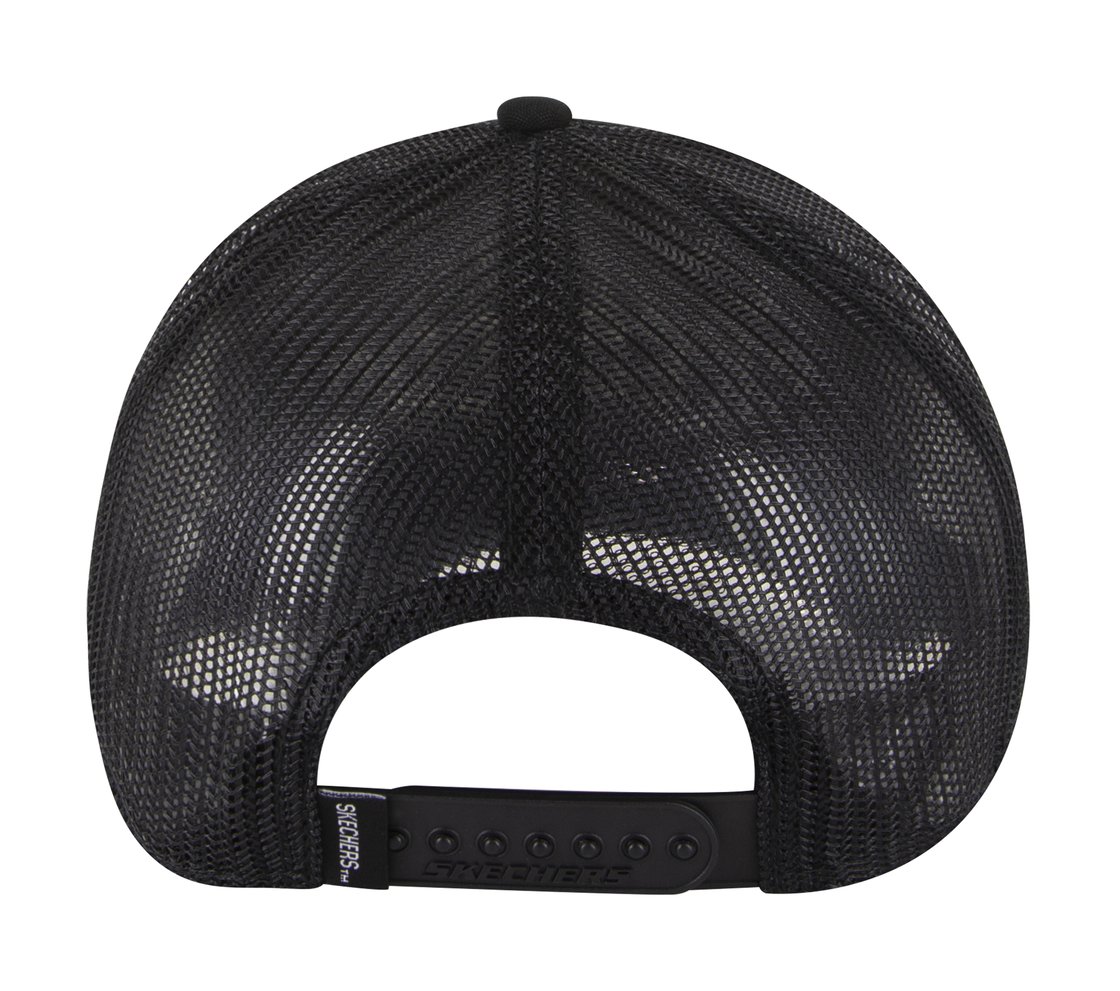 TEXTURED LOGO TRUCKER HAT, BLACK Accessories Top View